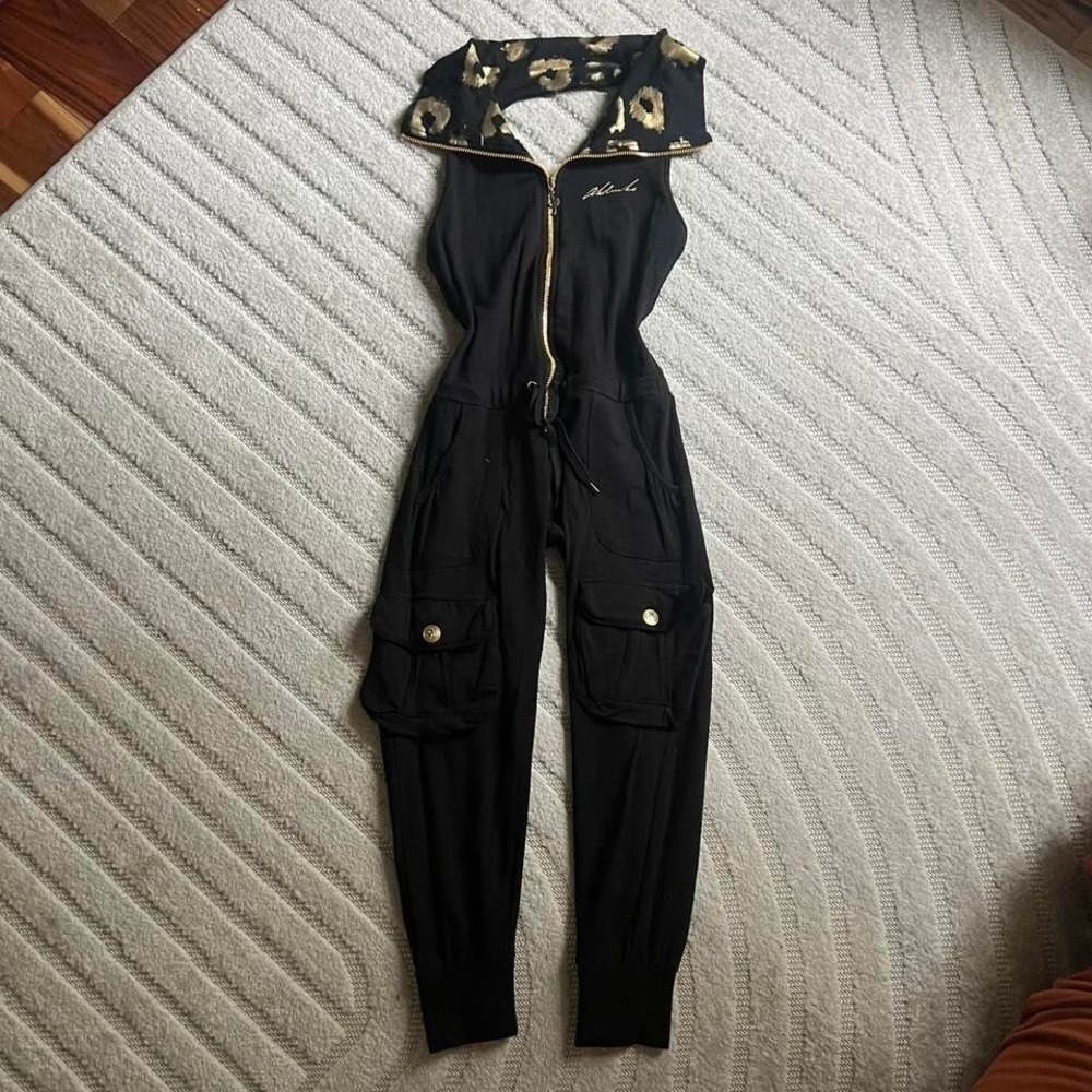 VTG y2k Akdmks Black jumpsuit size M punk whimsy party festivals summer